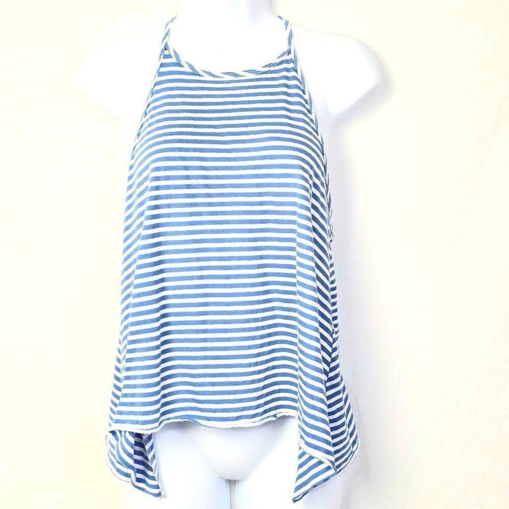 Hollister Blue White Striped Halter Tank Top M